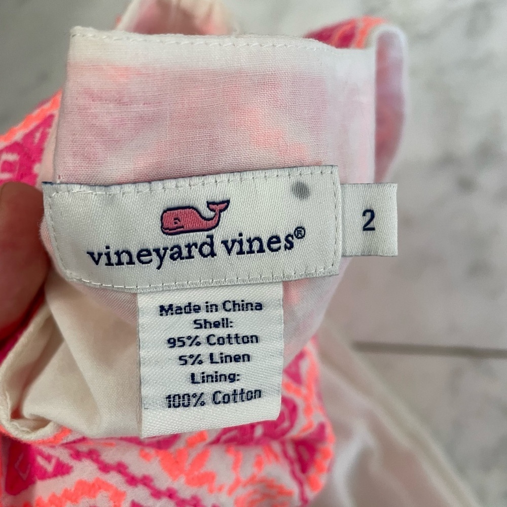 Vineyard Vines, women’s 2, cotton and linen maxi dress w/ hot pink woven accents - Picture 11 of 11